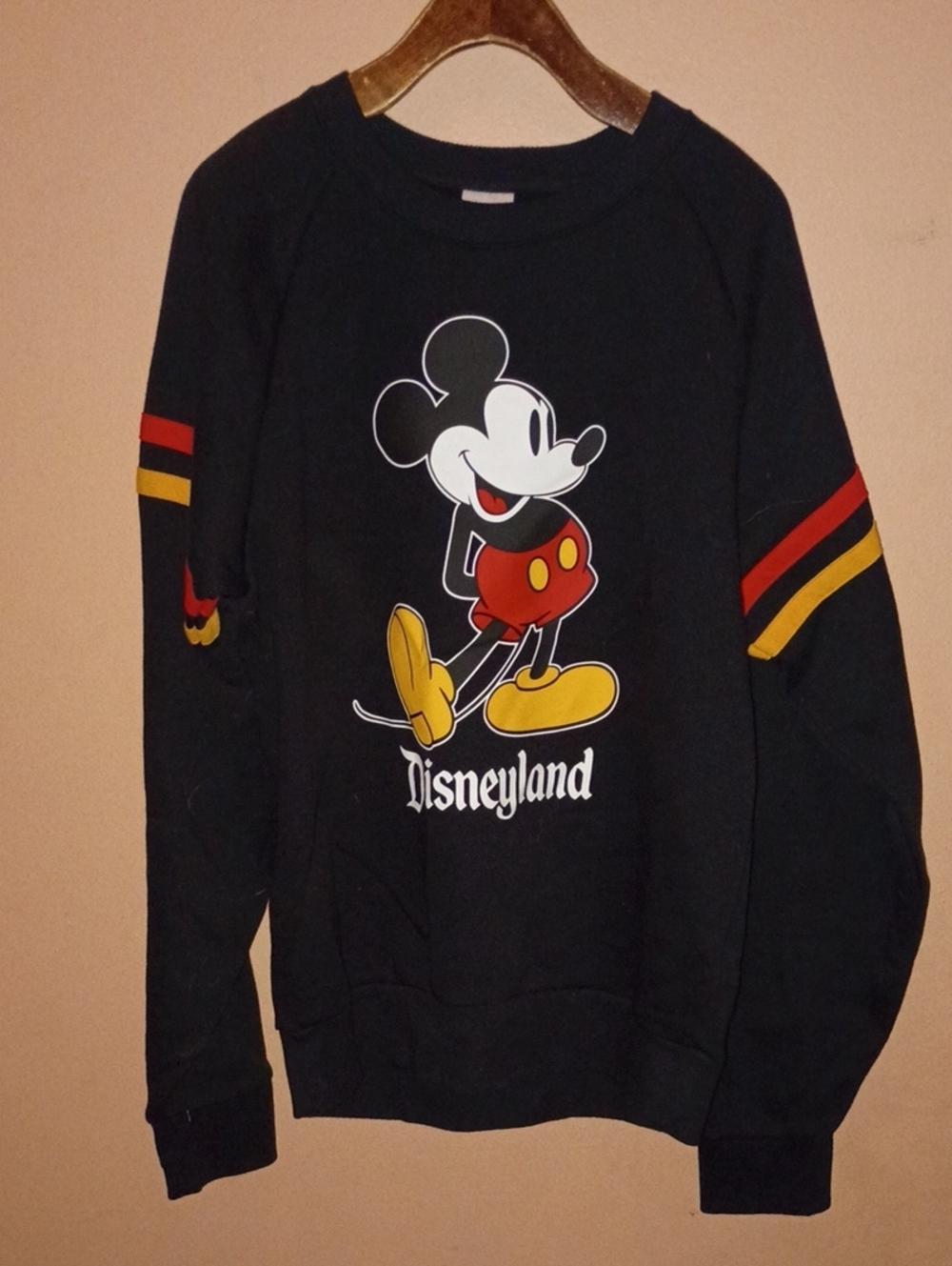 Disney Black Mickey Mouse Crewneck with Red and Yellow Accents